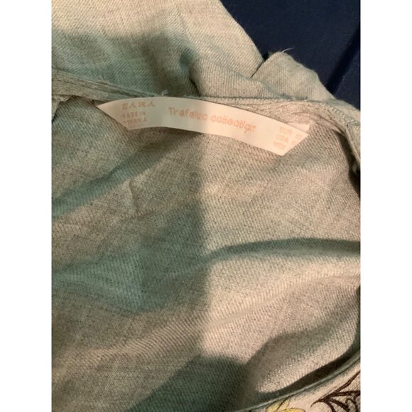 Zara Trafaluc Gray Floral Long Sleeve Mini Dress, Size XS - Picture 6 of 6